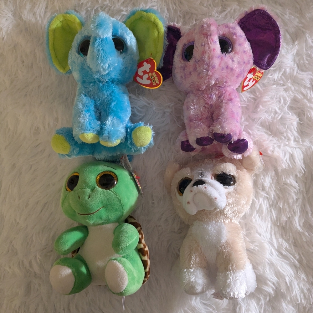 🐘TY Beanie Boos Plush Toy Set Of 4! NWT 🐘